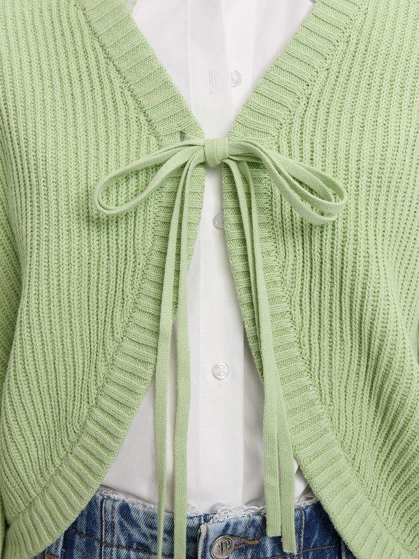 Pomelo Pomelo Bow Tie Knit Cardigan - Green