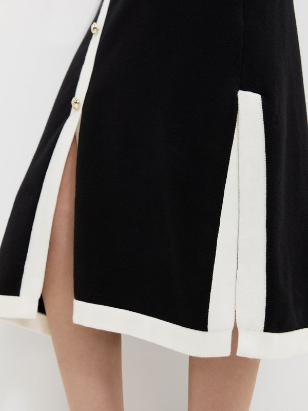 Pomelo Pomelo Bow Tie Knit Dress - Black