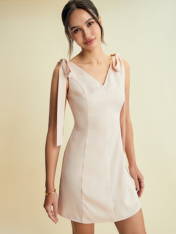 Pomelo Pomelo Bow Tie Mini Dress - Light Pink