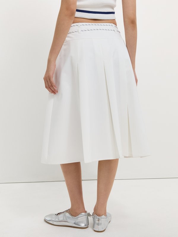 Pomelo Pomelo Bow Tie Pleated Skirt - White