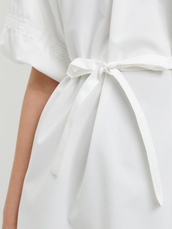Pomelo Pomelo Bow Tie Puffed Sleeve Dress - White