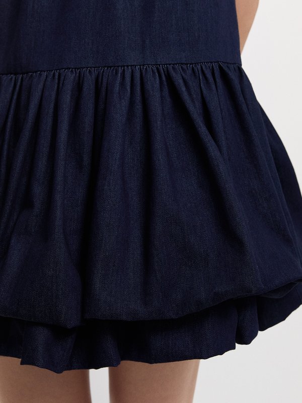 Pomelo Pomelo Bow Tie Ruffle Dress - Dark Blue