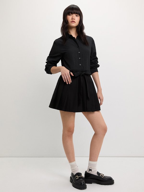 Pomelo Pomelo Bow Tie Shirt Dress - Black