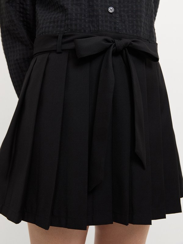 Pomelo Pomelo Bow Tie Shirt Dress - Black