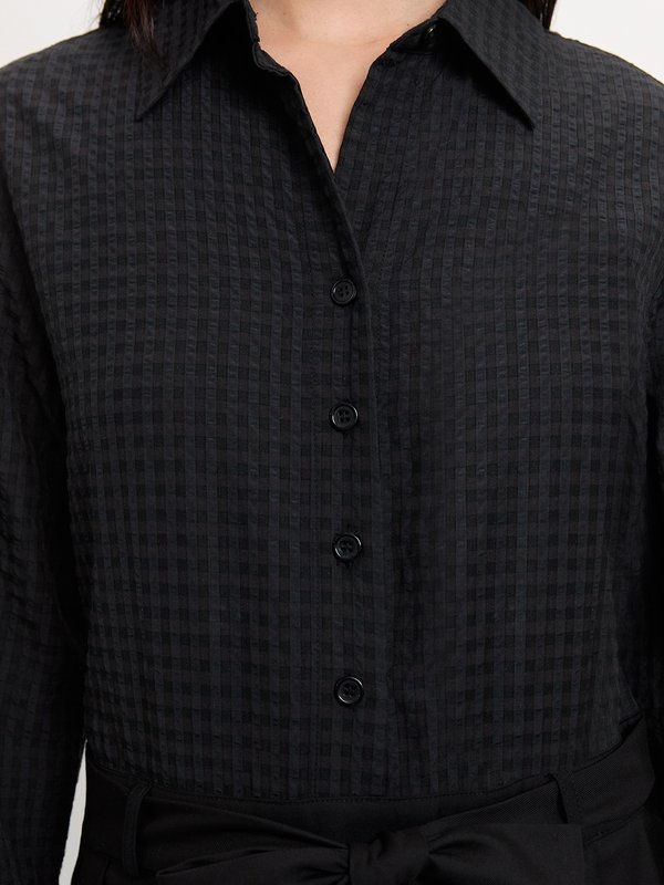 Pomelo Pomelo Bow Tie Shirt Dress - Black