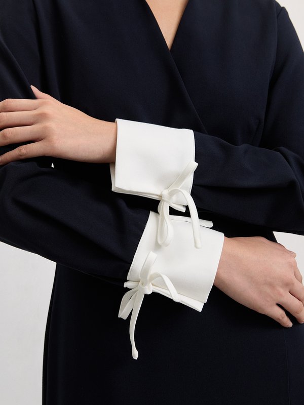 Pomelo Pomelo Bow Tie Sleeves Dress - Navy