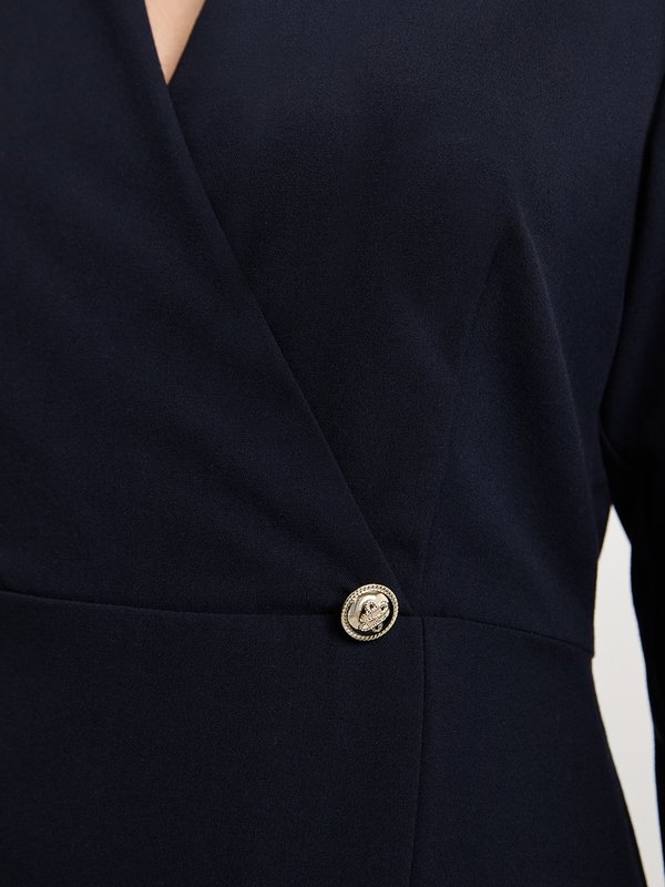 Pomelo Pomelo Bow Tie Sleeves Dress - Navy