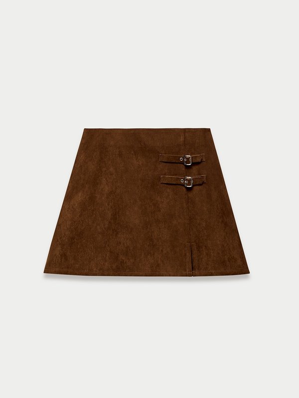 pomelo Pomelo Buckle Skirt - Brown