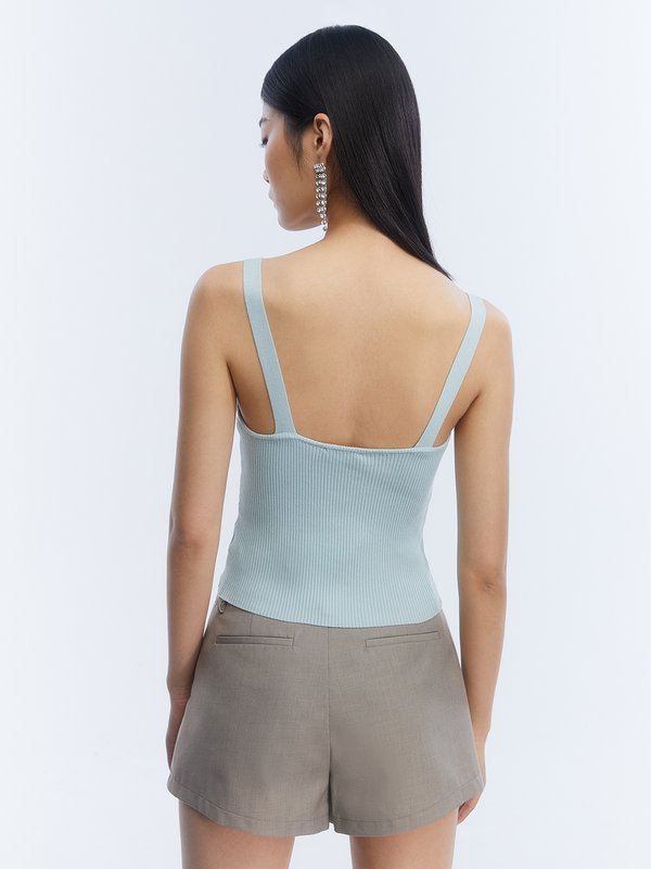 Pomelo Pomelo Button Detail Knitted Top - Blue