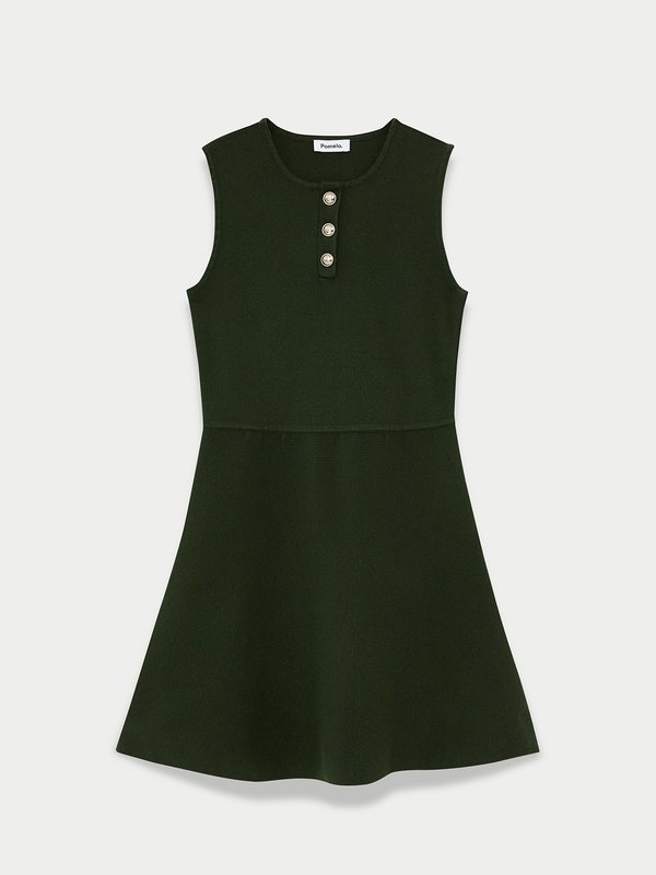 pomelo Pomelo Button Knit Dress - Olive