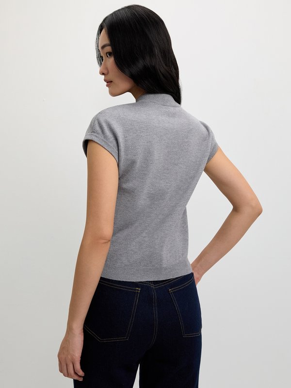 Pomelo Pomelo Button Knit Top - Mid Grey