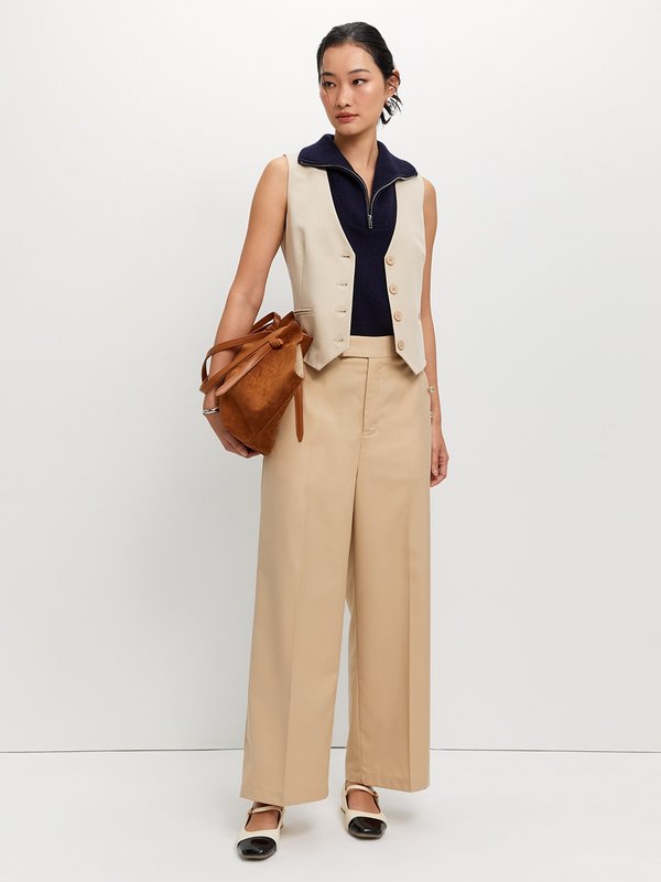 Pomelo Pomelo Button Trousers - Beige