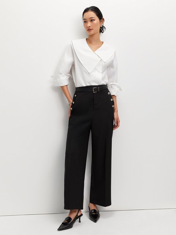 pomelo Pomelo Button Trousers - Black
