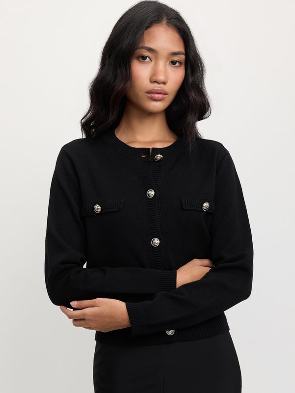 pomelo Pomelo Button-Up Cardigan - Black