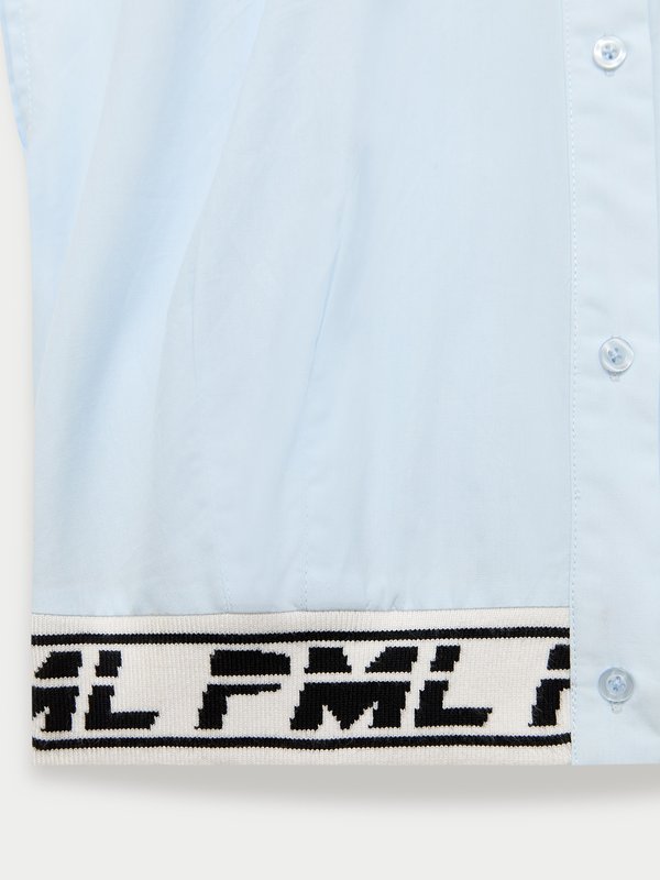 Pomelo Pomelo Button-Up Crop Top - Baby Blue