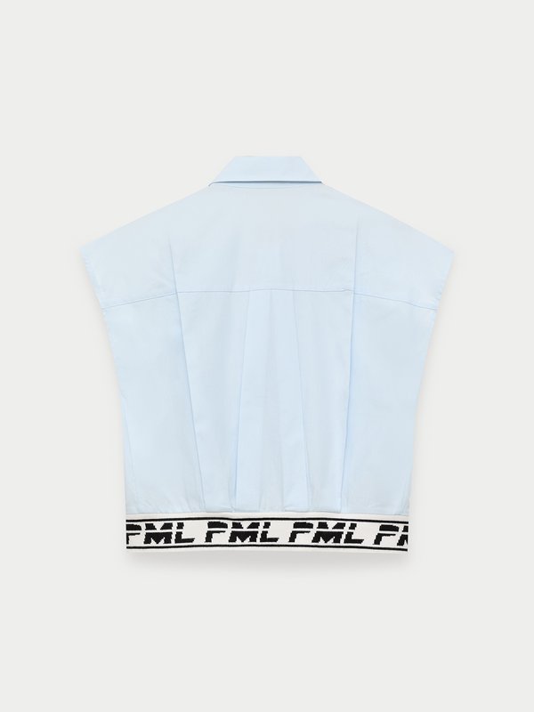 Pomelo Pomelo Button-Up Crop Top - Baby Blue