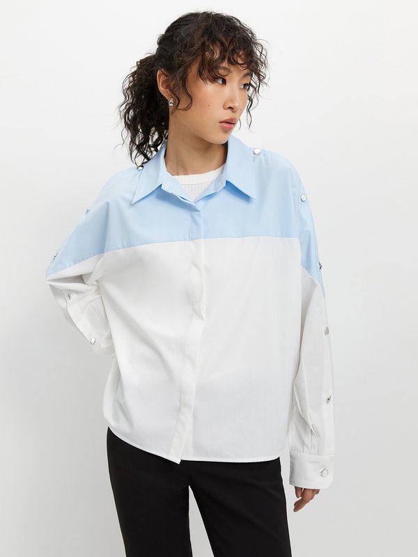 pomelo Pomelo Button-Up Cut Out Shirt - White