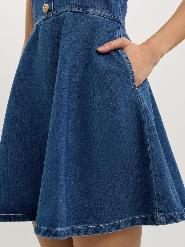 Pomelo Pomelo Button-Up Denim Dress - Blue