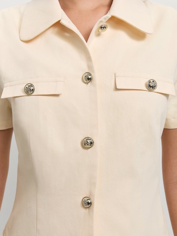 Pomelo Pomelo Button-Up Dress - Ivory