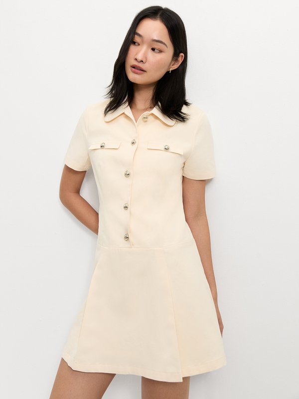 pomelo Pomelo Button-Up Dress - Ivory