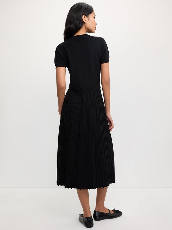 Pomelo Pomelo Button-Up Front-Slit Dress - Black
