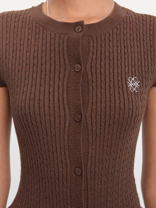 Pomelo Pomelo Button-Up Knit Top - Brown