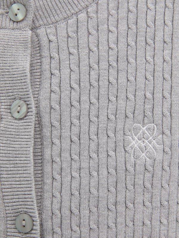 Pomelo Pomelo Button-Up Knit Top - Light Grey