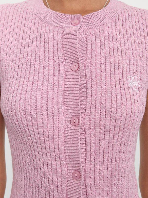 Pomelo Pomelo Button-Up Knit Top - Light Pink