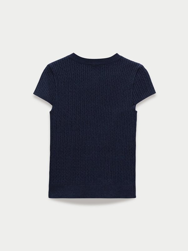 Pomelo Pomelo Button-Up Knit Top - Navy