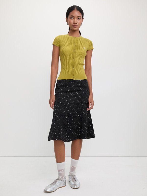 Pomelo Pomelo Button-Up Knit Top - Olive