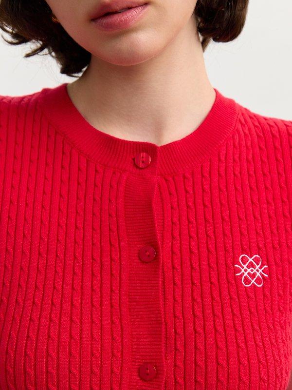 Pomelo Pomelo Button-Up Knit Top - Red