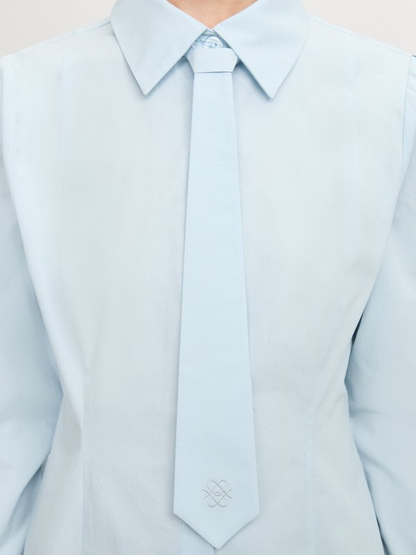 Pomelo Pomelo Button-Up Shirt With Tie - Baby Blue