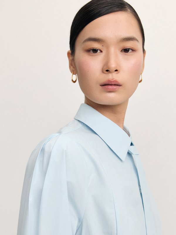 Pomelo Pomelo Button-Up Shirt With Tie - Baby Blue