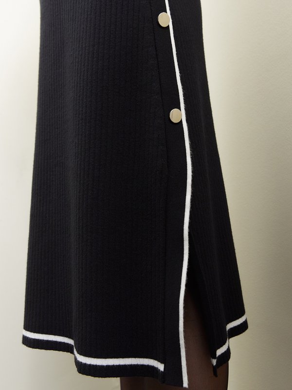 Pomelo Pomelo Button Up Side Slit Dress - Black