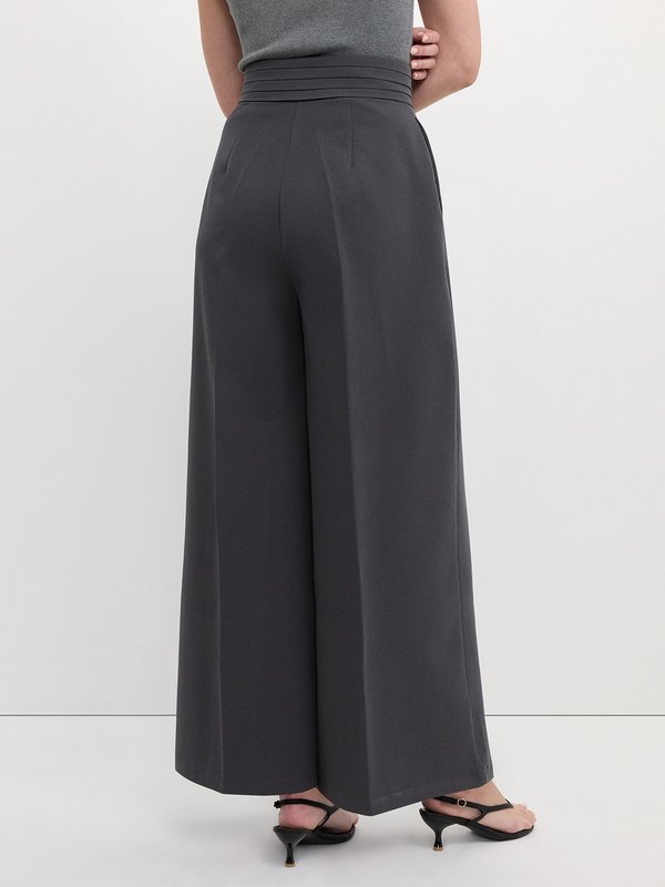 Pomelo Pomelo Button Waistband Pants - Light Grey