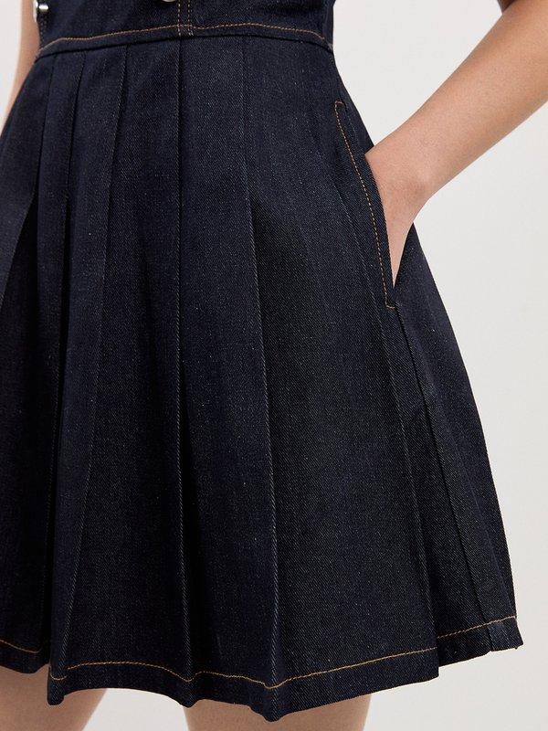 Pomelo Pomelo Buttoned Denim Dress - Dark Blue