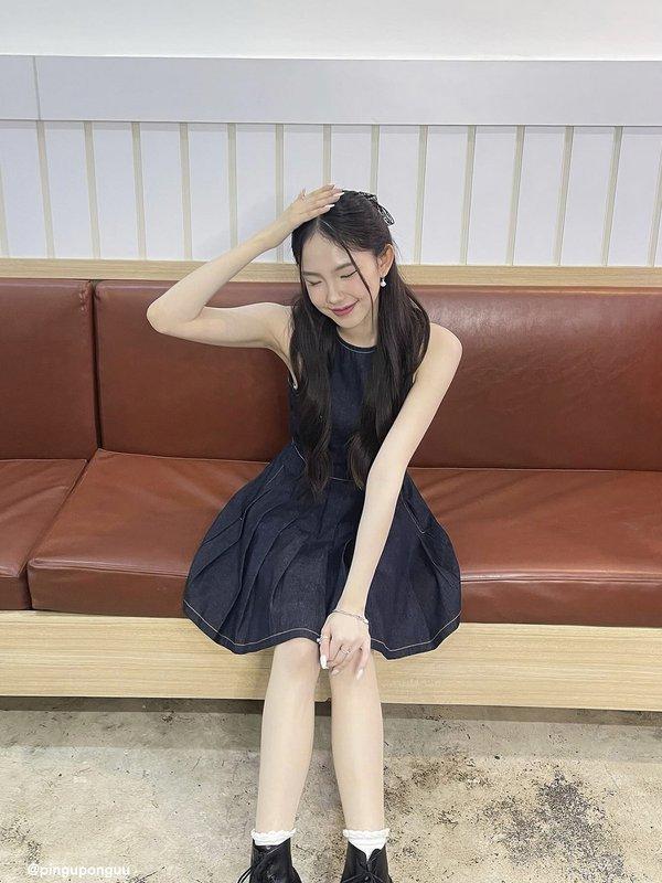 pomelo Pomelo Buttoned Denim Dress - Dark Blue