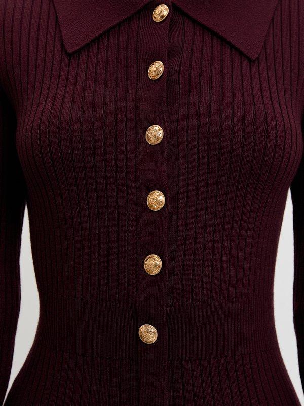 Pomelo Pomelo Buttoned Knit Dress - Dark Brown