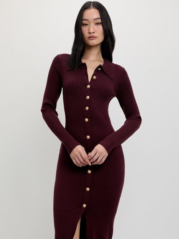 Pomelo Pomelo Buttoned Knit Dress - Dark Brown