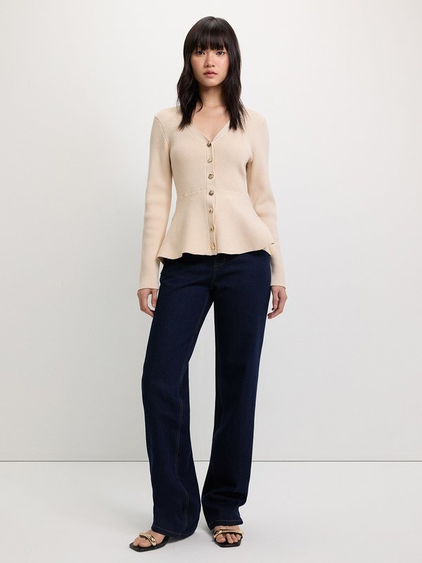 Pomelo Pomelo Buttoned Knit Top - Ivory