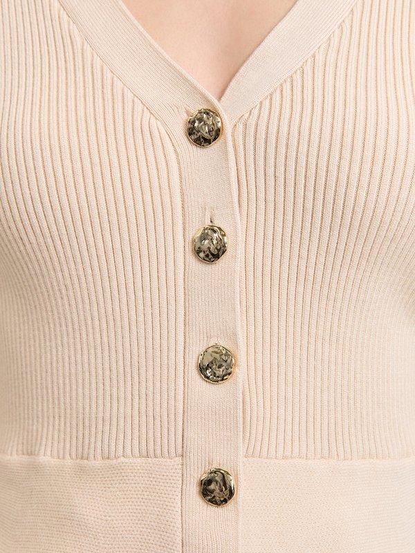 Pomelo Pomelo Buttoned Knit Top - Ivory