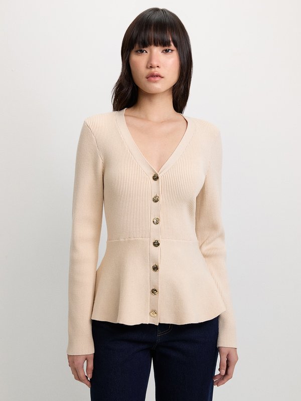 Pomelo Pomelo Buttoned Knit Top - Ivory