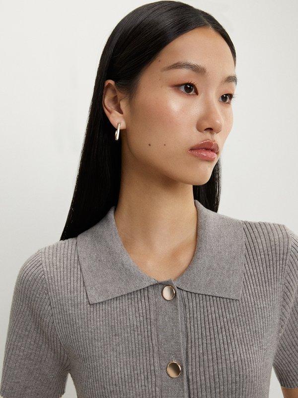 Pomelo Pomelo Buttoned Pleat Knit Dress - Mid Grey