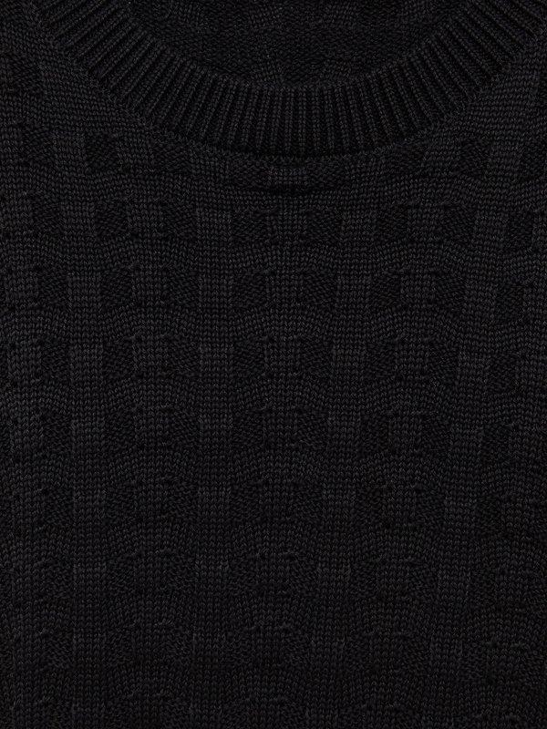 Pomelo Pomelo Buttoned Shoulder Knit Top - Black