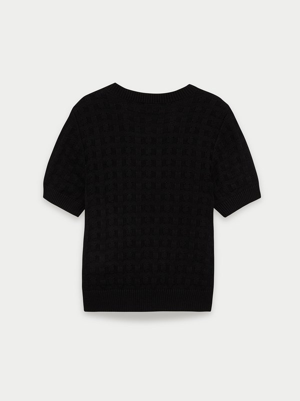 Pomelo Pomelo Buttoned Shoulder Knit Top - Black