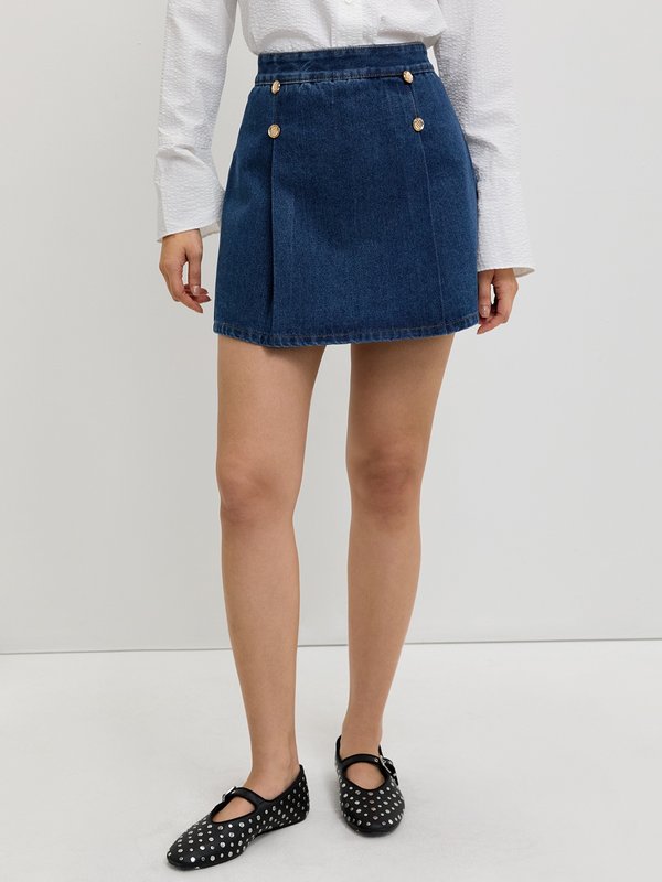 Pomelo Pomelo Buttoned Skirt - Indigo