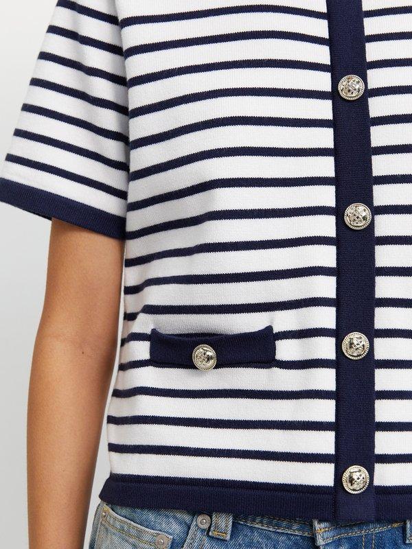 Pomelo Pomelo Buttoned Striped Top - Navy/White