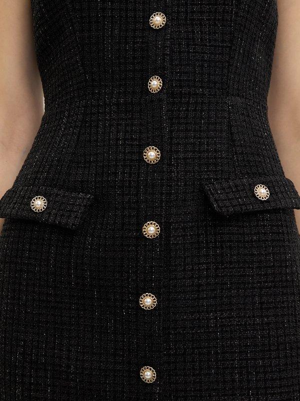 Pomelo Pomelo Buttoned Tweed Dress - Black