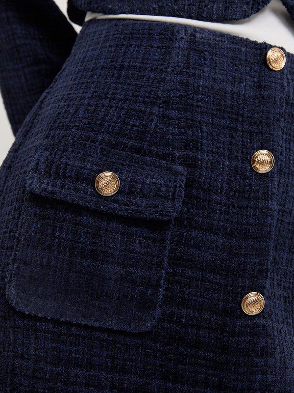 Pomelo Pomelo Buttoned Tweed Skort - Navy