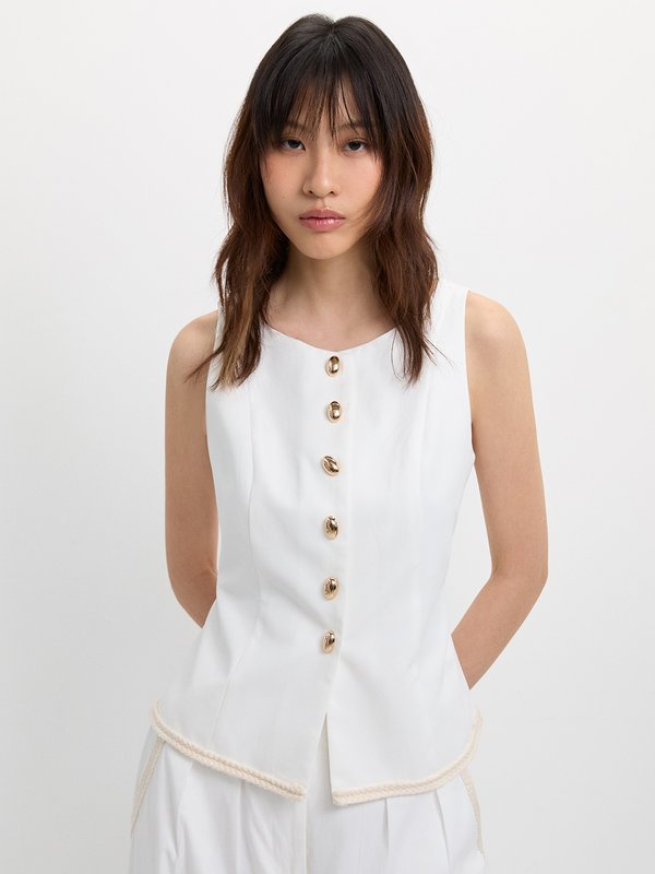 pomelo Pomelo Buttoned Vest - Ivory